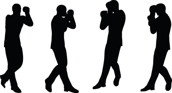 Boxer businessman vector silhouette — Stock Vector