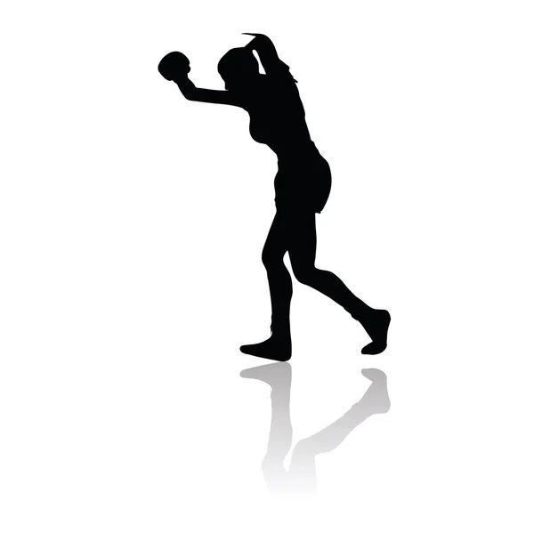 Boxer woman vector silhouette — Stock Vector