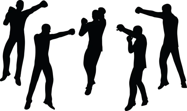 Векторный силуэт боксера — стоковый вектор