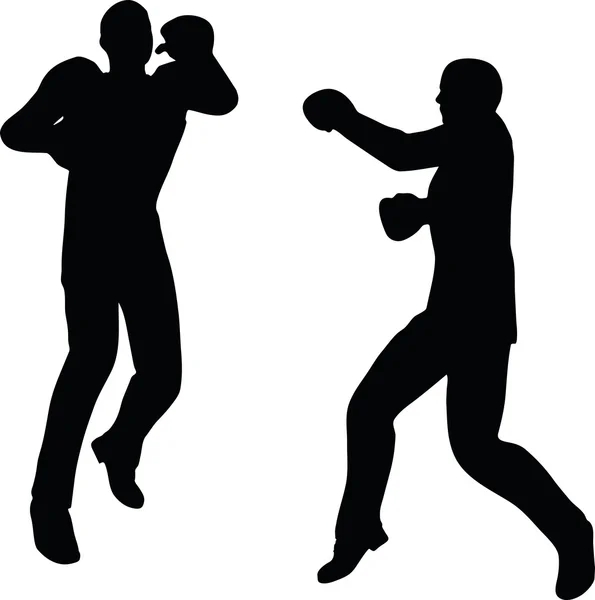 Boxer businessman vector silhouette — Stock Vector
