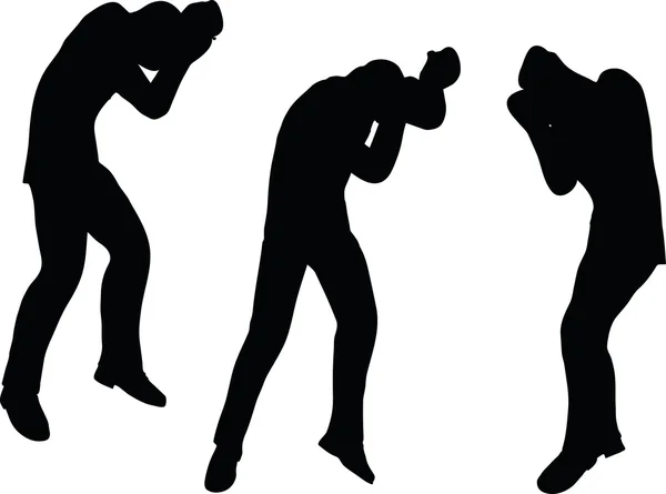 Boxer uomo d'affari vector silhouette — Vettoriale Stock