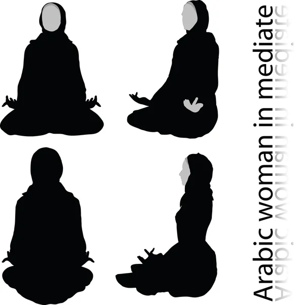 Silhueta mulher árabe em postura meditativa — Vetor de Stock
