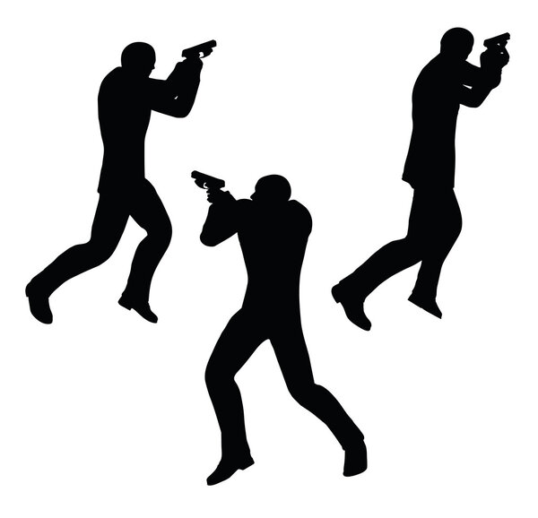 gunman businessman silhouette in black 