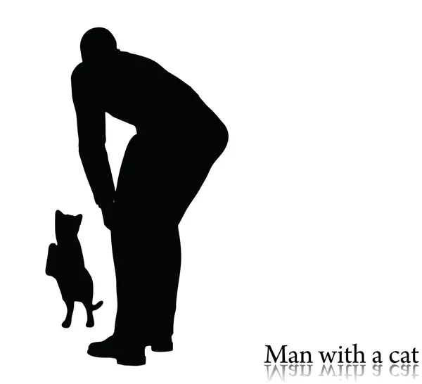 Силуэт бизнесмена с кошкой — стоковый вектор