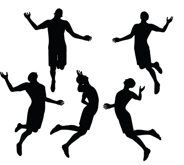 Soccer player silhuett i svart — Stock vektor