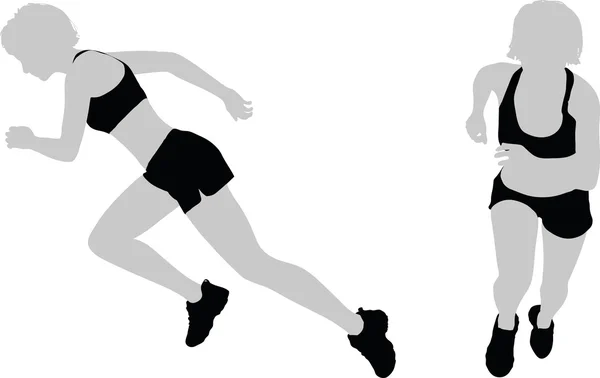 赛跑者剪影的插图 — 图库矢量图片