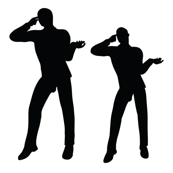 Man silhouet in boos pose — Stockvector