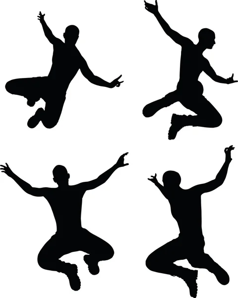 Man silhouette in jump pose — Stock Vector
