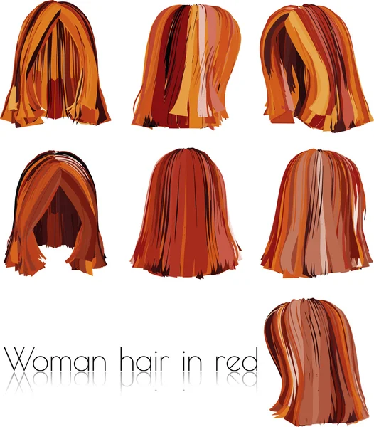 Capelli donna in rosso — Vettoriale Stock