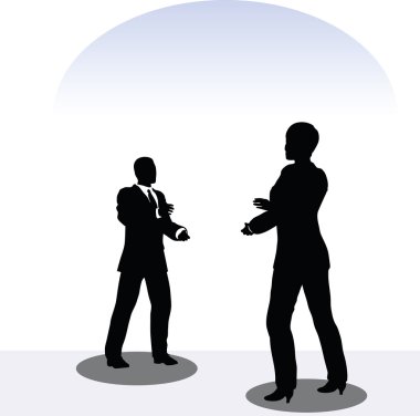 poz toplantı içinde erkek ve kadın siluet