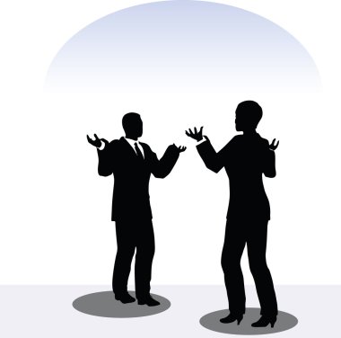 poz toplantı içinde erkek ve kadın siluet