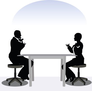 poz toplantı iş erkek ve kadın siluet