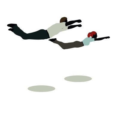 erkek ve kadın siluet hâlâ poz Super Hero