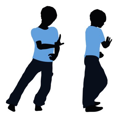 Çocuk siluet iterek poz içinde