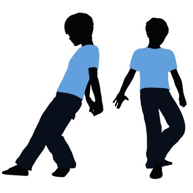 Çocuk siluet iterek poz içinde