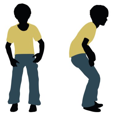 Çocuk siluet açılış poz içinde