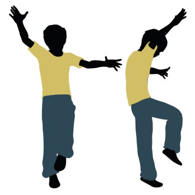 Çocuk siluet açılış poz içinde