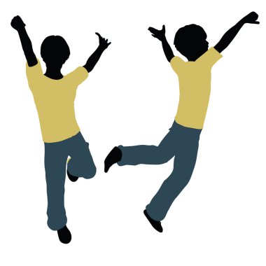 Çocuk siluet oynarken poz içinde