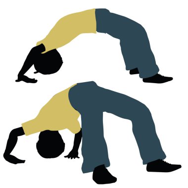 Çocuk siluet oynarken poz içinde