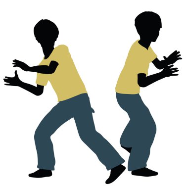 Çocuk siluet oynarken poz içinde