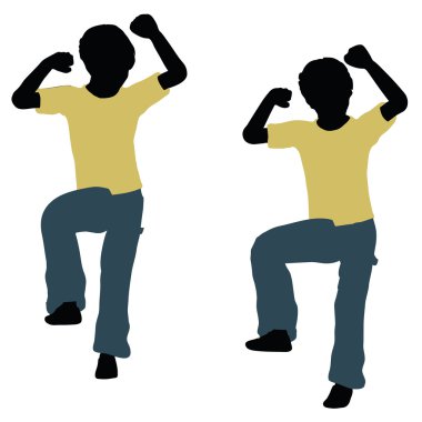 Çocuk siluet kızgın konuşmak poz içinde