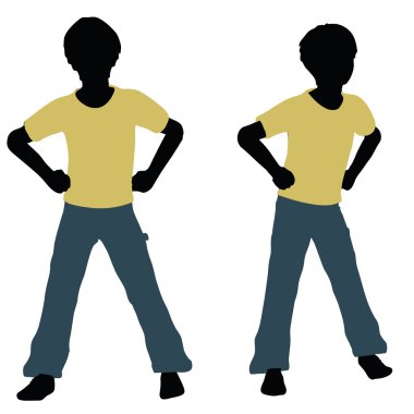 Çocuk siluet kızgın konuşmak poz içinde