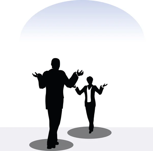 Mann und Frau Silhouette in Meeting-Pose — Stockvektor