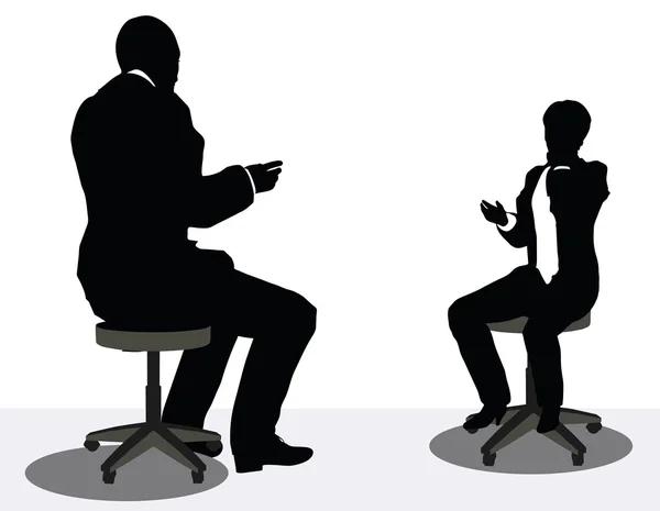 Homme d'affaires et femme silhouette au téléphone — Image vectorielle