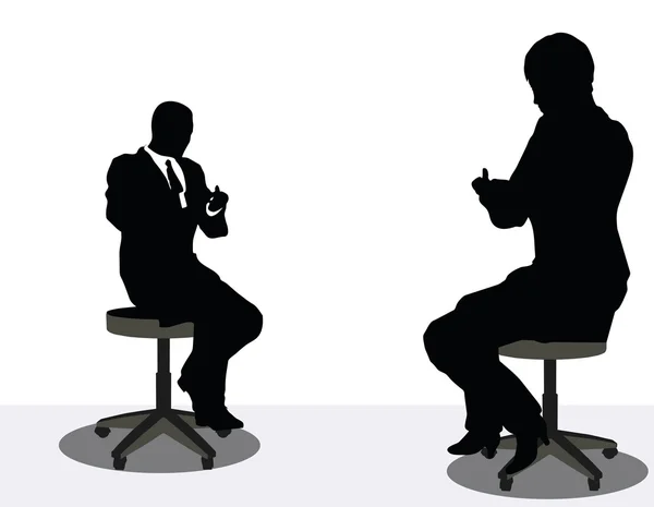 Business man and woman silhouette on phone — Stock Vector