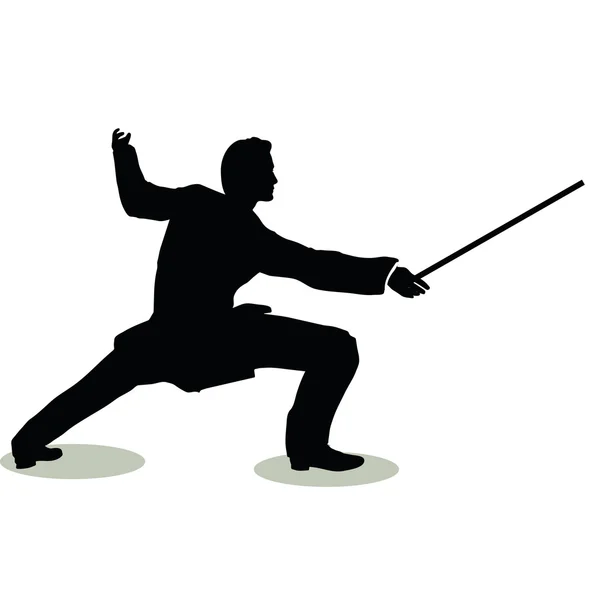 Man silhouette in Still Pose Fencer — Stock Vector