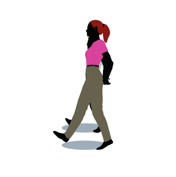 Man and woman silhouette in walking pose — Stock Vector