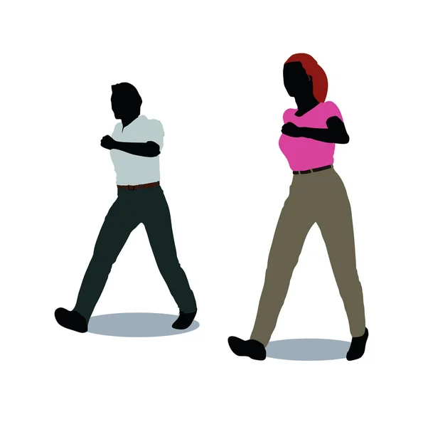 Man en vrouw silhouet in wandelen pose — Stockvector