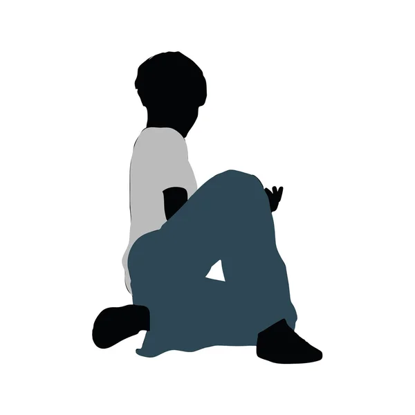Boy silhouette in Intimate Talk Pose — Stock Vector