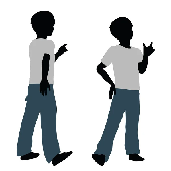 Boy silhouette in Happy Talk Pose — Stock Vector