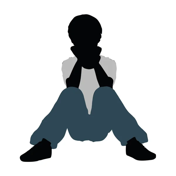 Jongen silhouet in intieme praten Pose — Stockvector