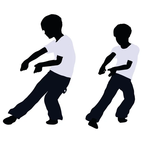 Silhouette garçon dans Pulling Pose — Image vectorielle