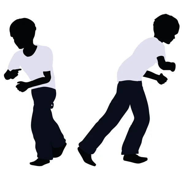 Silhouette garçon dans Pulling Pose — Image vectorielle