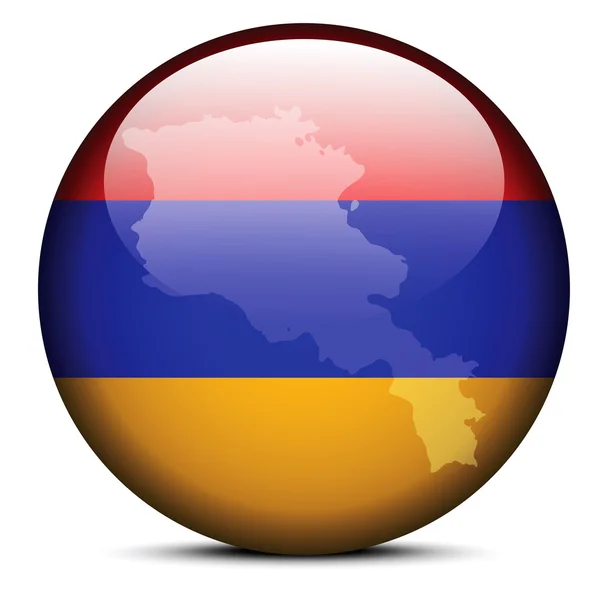 Mapa en el botón de bandera de República de Armenia — Archivo Imágenes Vectoriales