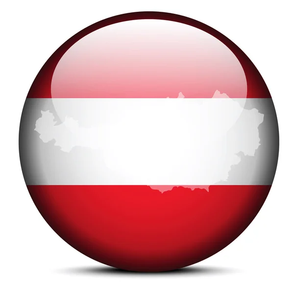 Mapa en el botón de bandera de República de Austria — Vector de stock