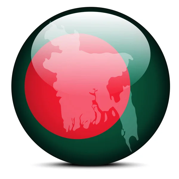 Carte sur le bouton de drapeau de la République populaire du Bangladesh — Image vectorielle