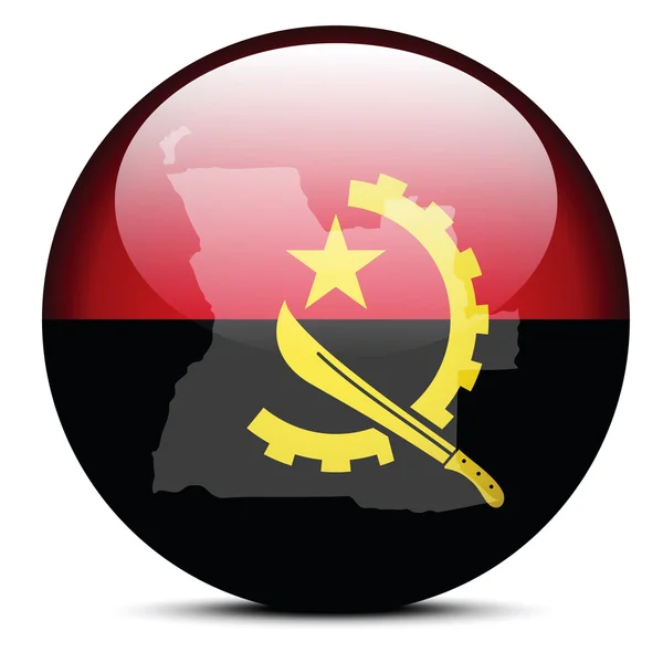 Ilustración de Mapa en el botón de bandera de República de Angola — Vector de stock