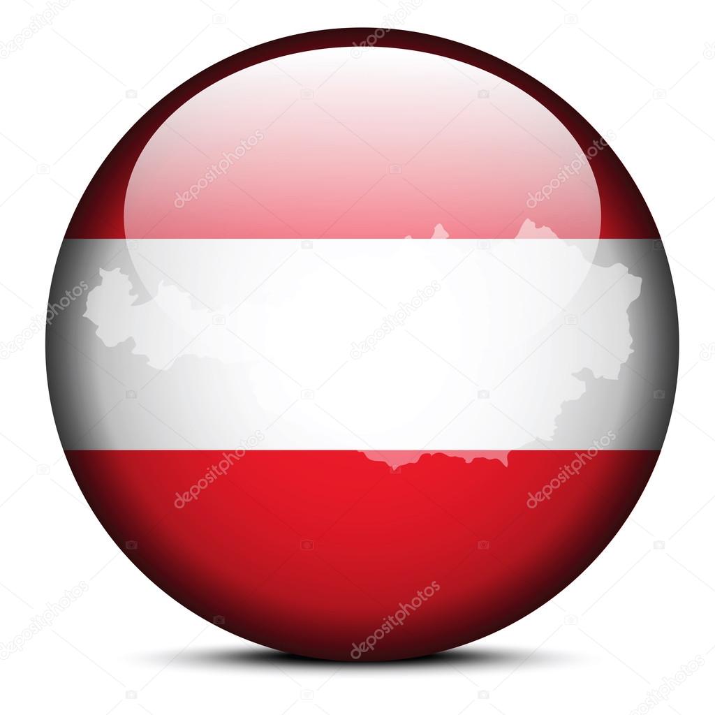 Map on flag button of Republic of Austria
