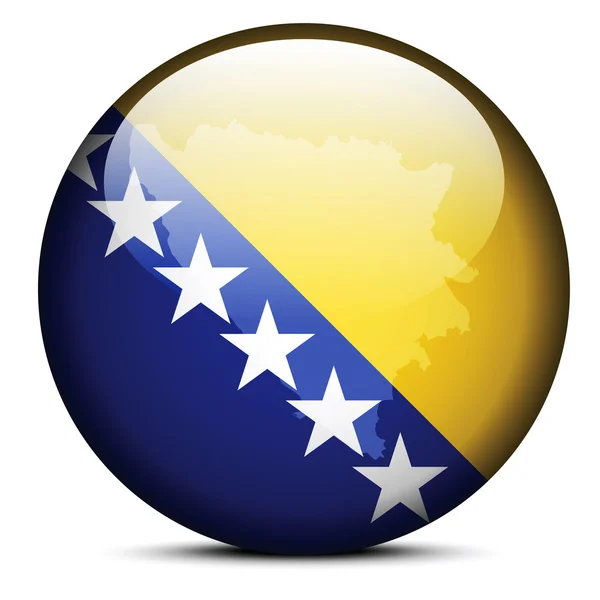 Carte sur le bouton de drapeau de Bosnie-Herzégovine — Image vectorielle