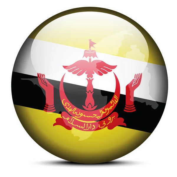 Brunei Sultanlığı bayrak düğmesini göster — Stok Vektör