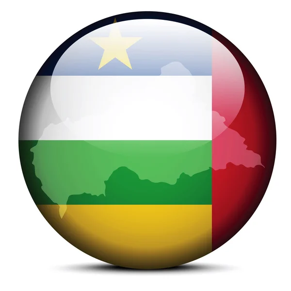 Mappa sul pulsante di bandiera della Repubblica Centrafricana — Vettoriale Stock
