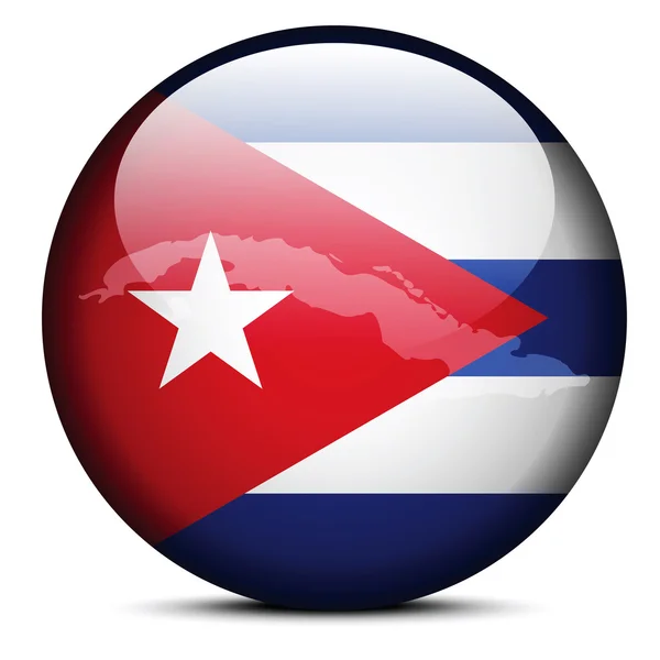 Map on flag button of Republic of Cuba — Stock Vector