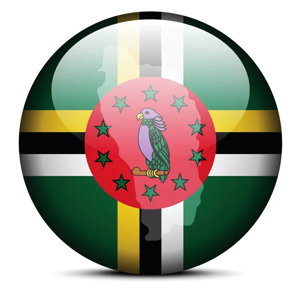 Mapa no botão bandeira de Commonwealth of Dominica — Vetor de Stock