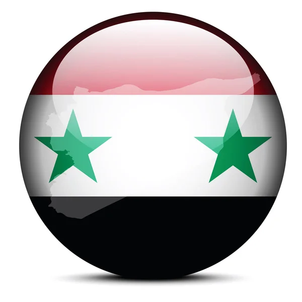 Mapa no botão de bandeira de República Árabe Síria — Vetor de Stock