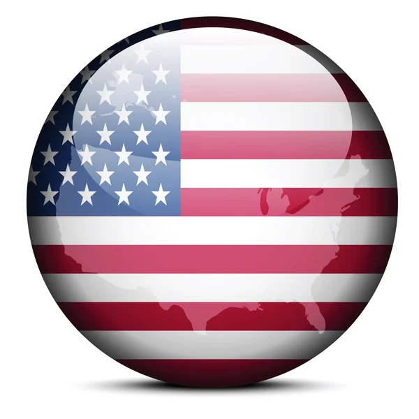 Карта на кнопке флага Соединенных Штатов Америки — стоковый вектор