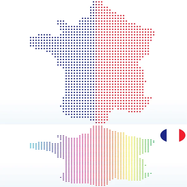 Mapa Republiki Francuskiej, Francja z z kropka deseń — Wektor stockowy